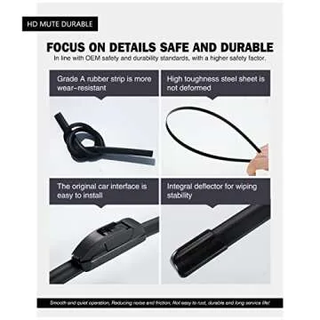 FAPIUO Replacement Silent Wipers for BMW Audi 24 19 Inch