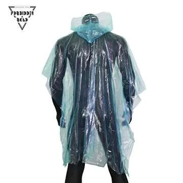 Forbidden Road Poncho with Hood 5 Pack (One Size Fit All) Emergency Disposable Rain Poncho Cover Raincoat Lightweight Super Waterproof for Camping Hiking Backpacking Traveling Fishing Outdoor