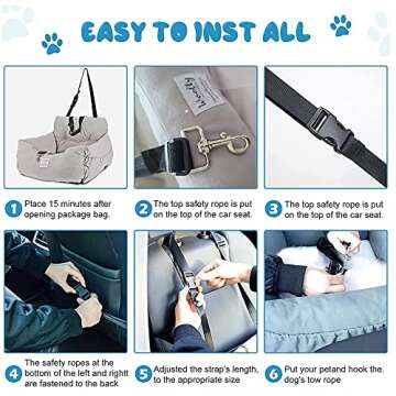 Aidou Dog car seat, Dog Booster seat for Small Medium Large Dogs Cats,pet Travel Booster seat, Dog Safety Car Seat with Storage,Dog car Bed Dual-use for car and Home (Midium Grey)