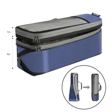 BAGAIL 6 Set Compression Packing Cubes Navy HalfMesh Travel Organizers