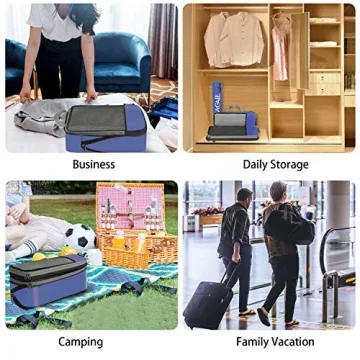 BAGAIL 6 Set Compression Packing Cubes Navy HalfMesh Travel Organizers