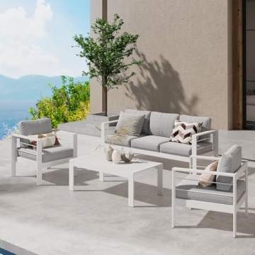Wisteria Lane Aluminum Outdoor Patio Set with Coffee Table