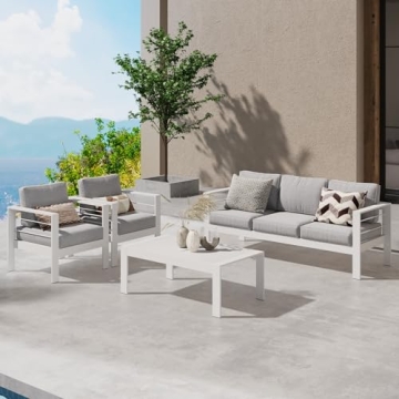 Wisteria Lane Aluminum Outdoor Patio Set with Coffee Table