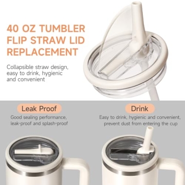40 oz Tumbler Flip Straw Lid Replacement for Stanley