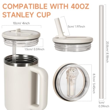 40 oz Tumbler Flip Straw Lid Replacement for Stanley