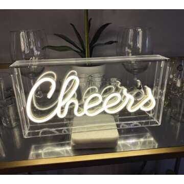 Cheers Neon Sign for Wall and Desk Decor, Powered by USB 3D Art Neon Light, Warm White Color,11.8"x5.9"x1.9"，Perfect Bar Accessories and Decor