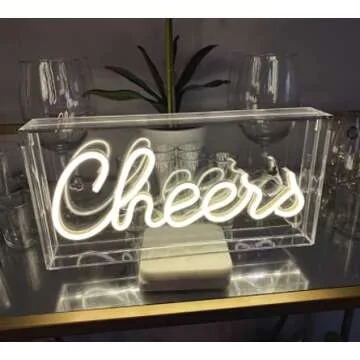 Cheers Neon Sign for Wall and Desk Decor, Powered by USB 3D Art Neon Light, Warm White Color,11.8"x5.9"x1.9"，Perfect Bar Accessories and Decor