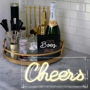 Cheers Neon Sign for Wall and Desk Decor, Powered by USB 3D Art Neon Light, Warm White Color,11.8"x5.9"x1.9"，Perfect Bar Accessories and Decor
