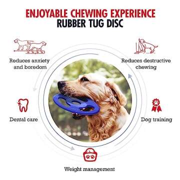SuperChewy Tough Tug-of-War Flying Disc Toy | Lifetime Replacement | Strong Natural Rubber | Great T...