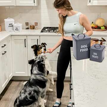 Morezi Dog Food Storage Container Farmhouse Pet Food Treats holder with Lid and Scoop, Perfect Sturd...