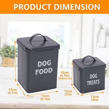 Morezi Dog Food Storage Container Farmhouse Pet Food Treats holder with Lid and Scoop, Perfect Sturdy Canister Tins for Kitchen Countertop, Shelf, Great Gift for Pet Owners - Dog Food - Gray