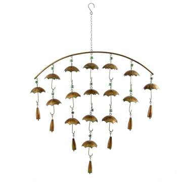 Set of 3 Antique Copper Umbrella Wind Chimes with Bells