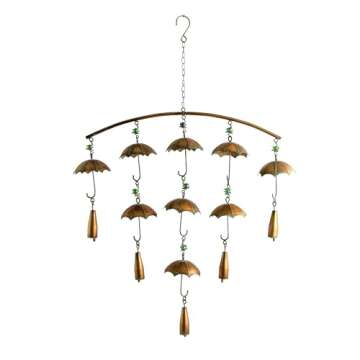 Set of 3 Antique Copper Umbrella Wind Chimes with Bells