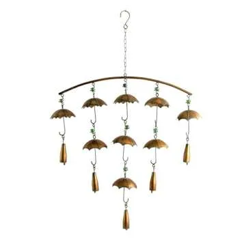 Set of 3 Antique Copper Umbrella Wind Chimes with Bells