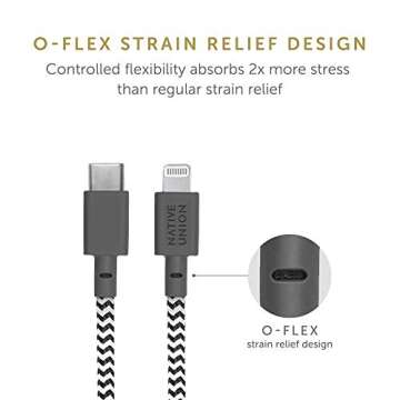 Native Union Belt Cable USB-C to Lightning - 10ft Ultra-Strong Reinforced Cable [MFi Certified] for ...