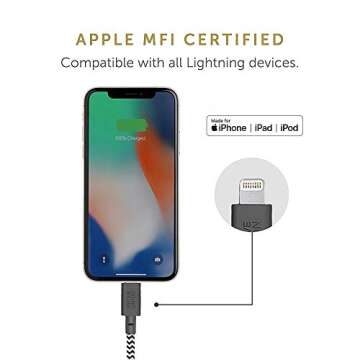 Native Union Belt Cable USB-C to Lightning - 10ft Ultra-Strong Reinforced Cable [MFi Certified] for iPhone 14, Phone 14 Plus, iPhone 14 Pro, iPhone 14 Pro Max, iPhone 13 and Earlier (Zebra)