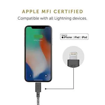 Native Union Belt Cable USB-C to Lightning - 10ft Ultra-Strong Reinforced Cable [MFi Certified] for iPhone 14, Phone 14 Plus, iPhone 14 Pro, iPhone 14 Pro Max, iPhone 13 and Earlier (Zebra)