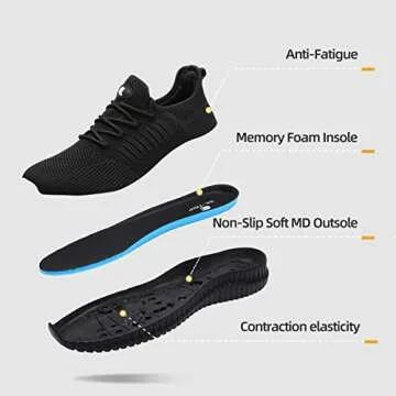SK·TRIP Women's Walking Shoes Lightweight Breathable Flying Woven Mesh Upper Casual Jogging Shoes Ladies Tennis Shoes Workout Footwear Non-Slip Gym Sneakers for Women Allblack