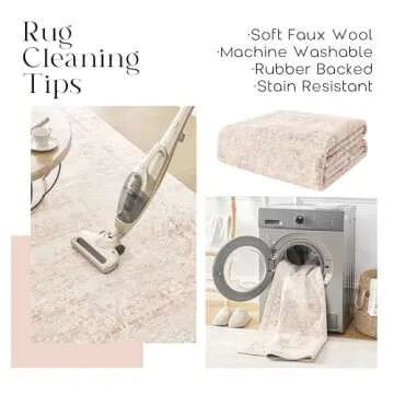 BILEEHOME Soft Washable Nursery Rug Blush Pink Floral 5x8