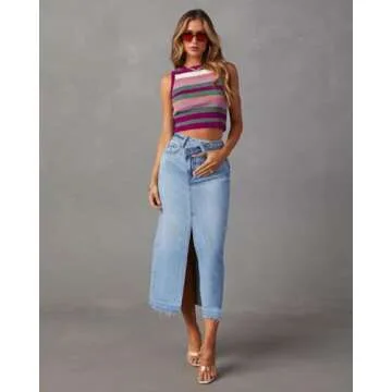 Versatile AiMgFUN Denim Skirt for Women with Pockets