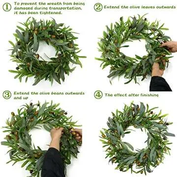 Elegant 20" Artificial Olive Wreath for Home Decor