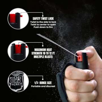 POLICE MAGNUM Pepper Spray Self Defense- Running Safety Gear- Made in The USA (2 Pack 1/2oz Joggers) (Black 2 Pack)
