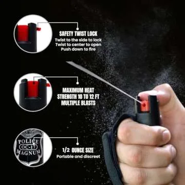 POLICE MAGNUM Pepper Spray Self Defense- Running Safety Gear- Made in The USA (2 Pack 1/2oz Joggers) (Black 2 Pack)