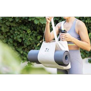 Yoga Mat Bag with Carrier Pocket Basic Canvas Tote in Natural Color