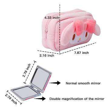 U-CHYTY Cartoon Kitty Makeup Bag Anime Plush Cosmetics Case Pink Kitty Makeup Case Kitty Capacity Bag for Women -02