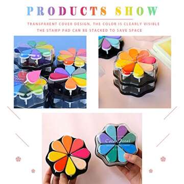 8 Colors Petal Shape Craft Ink Pad Stamps Partner DIY Color, Finger Ink Stamp Pads for Kids, Rainbow Rubber Ink Pad for Card Making, Scrapbook, Painting (Style 1)