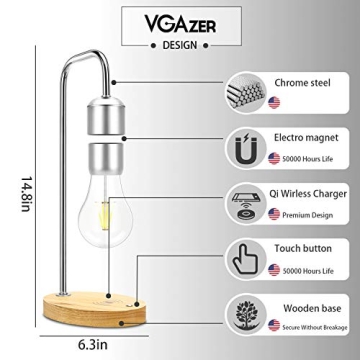 VGAzer Levitating LED Bulb Wireless Charger Futuristic Decor