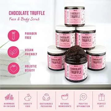 Mojo Spa Chocolate Truffle Face and Body Scrub | Cocoa, Vanilla Scent | Detoxifying Sugar Based Exfoliator | 10 oz