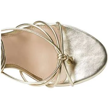 The Drop Women's Archie Lace-Up Strappy Heeled Sandal, Gold, 7