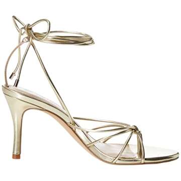 The Drop Women's Archie Lace-Up Strappy Heeled Sandal, Gold, 7