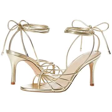 The Drop Women's Archie Lace-Up Strappy Heeled Sandal, Gold, 7