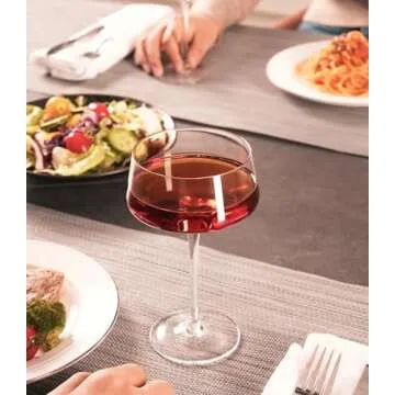 Coupe Cocktail Glass | Set of 2 | 8 oz | Hand-Blown Crystal Martini Glasses | Unique Art Deco Cocktail Glasses for Pisco Sour, Martini, Champagne | Round Champagen Coupe | Vintage Martini Glasses