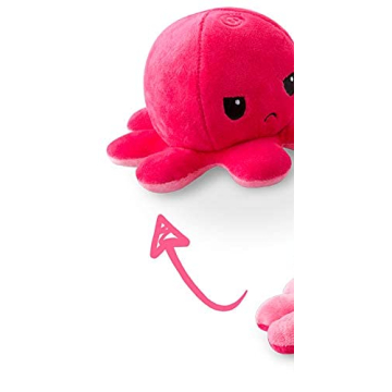 TeeTurtle - The Original Reversible Octopus Plushie - Light Pink + Dark Pink - Cute Sensory Fidget Stuffed Animals That Show Your Mood 4 inch