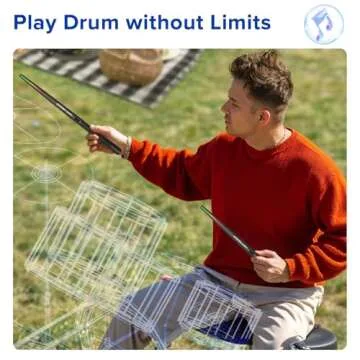 Air Drum Sticks, Portable Electronic Drum Set with 8 Sounds, Pedals, Bluetooth, 3D Motion Sensing RG...