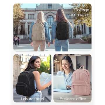 BAGSMAT Womens Backpack Travel Laptop Backpack for Women, Small Quilted College Laptop Backpack, Wor...