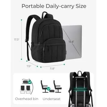 BAGSMAT Womens Backpack Travel Laptop Backpack for Women, Small Quilted College Laptop Backpack, Work Backpack for Women, Cute College Computer Bookbag Water-Resistant Casual Daypack, Puffer Champagne