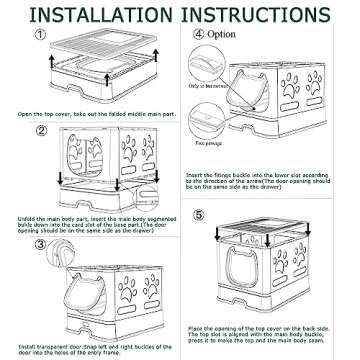 Pawsayes Cat Litter Box with Lid, Foldable Enclosed Covered Top Entry Kitten Litter Boxes for Growing Cats, Drawer Type Kitty Toilet with in/Out Front Door
