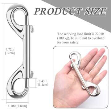 ERKOON Extra Large 4.7 inch Double Ended Bolt Snaps Hooks 220lbs Load Capacity Zinc Alloy Buckles fo...