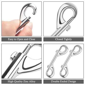 ERKOON Extra Large 4.7 inch Double Ended Bolt Snaps Hooks 220lbs Load Capacity Zinc Alloy Buckles for Cats Dogs Horses Heavy Duty Trigger Snap for Water Bucket/Horse Feed/Hammocks/Key Chain (2 Pack)