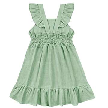 Toddler Cotton Linen Smocking Dress for Spring Summer