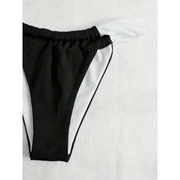 SOLY HUX Women's Color Block Underwire Bikini Sets Bathing Suits Two Piece Swimsuits Black and White Colorblock XS