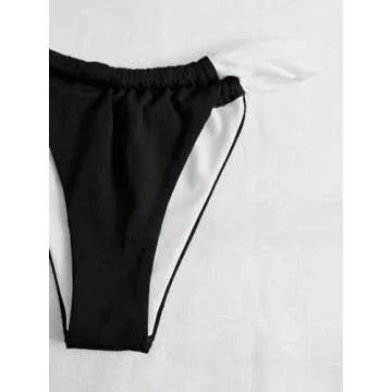 SOLY HUX Women's Color Block Underwire Bikini Sets Bathing Suits Two Piece Swimsuits Black and White Colorblock XS