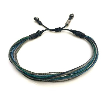 Woven Knot Friendship Bracelet for Men in Navy Blue Green and Gray w/Hematite Stones - Handmade Jewe...
