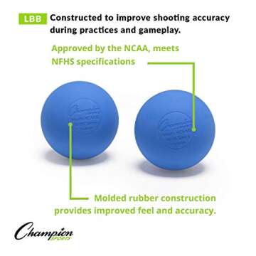 Champion Sports Colored Lacrosse Balls: Blue Official Size Sporting Goods Equipment for Professional...