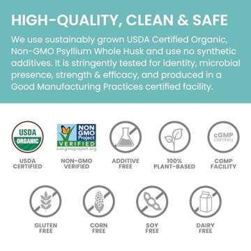 Himalaya Organic Psyllium Whole Husk, Natural Daily Fiber Supplement, Regularity, Appetite Management, USDA Certified Organic, Non-GMO, 56-Tablespoon Supply, Unflavored, 12 Oz
