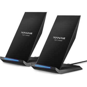 Fast Wireless Charger 2 Pack - NANAMI Qi Certified Stand for iPhone & Galaxy